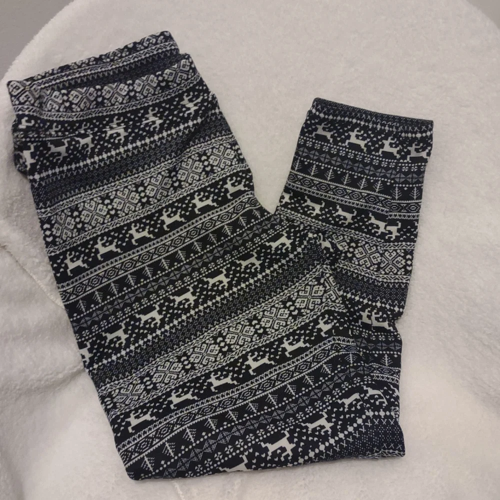 Reindeer leggings pants Black White XXL - Picture 3 of 5